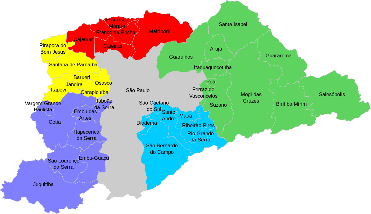 Mapa com Regiões de Atendimento FGV